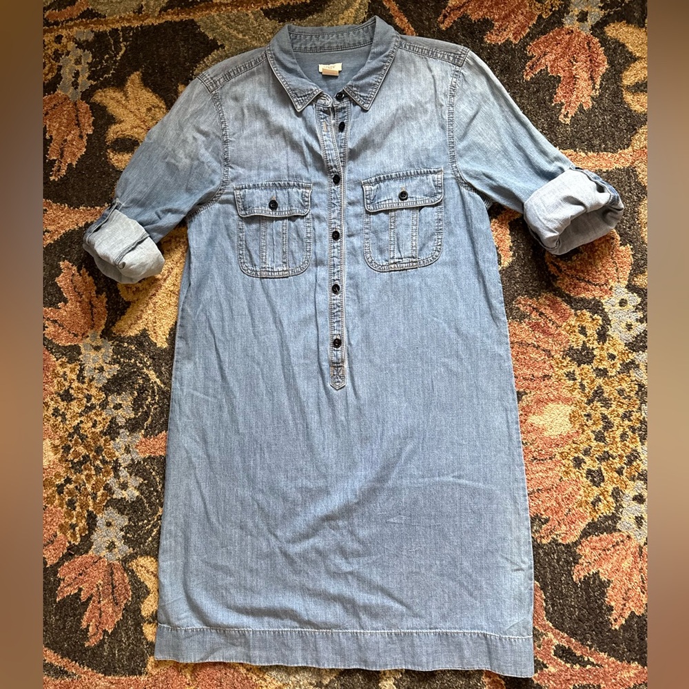 J. Crew Button-Up Cotton Denim Dress